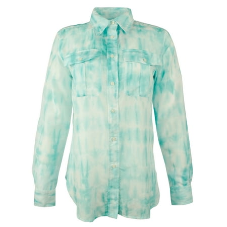 Women's Petite Tie-Dye Button-Down Shirt M PXS