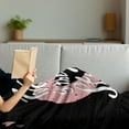 thumbnail image 3 of Girl Slogan Soft Flannel Fleece Throw Blanket, Woman is the New Strong Words in the Center of a Heart, Cozy Plush for Indoor and Outdoor Use, 50" x 60", Pale Pink Black White, by Ambesonne, 3 of 5