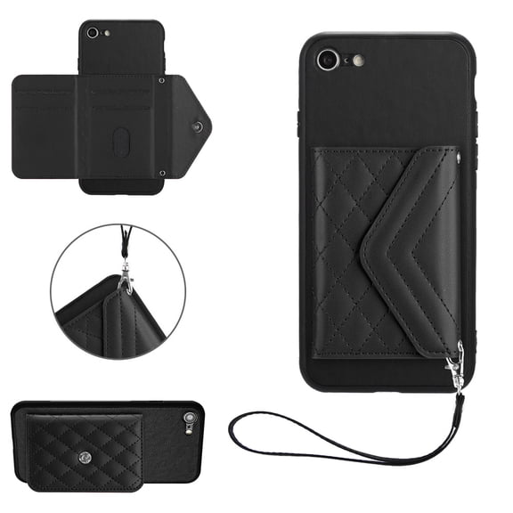 TECH CIRCLE Wallet Case For iPhone 8 Plus/7 Plus with Card Holder,Flip Premium PU Leather Magnetic Clasp Kickstand Heavy Duty Protective Cover with Wrist Strap for Apple iPhone 8 Plus/7 Plus 5.5,Black