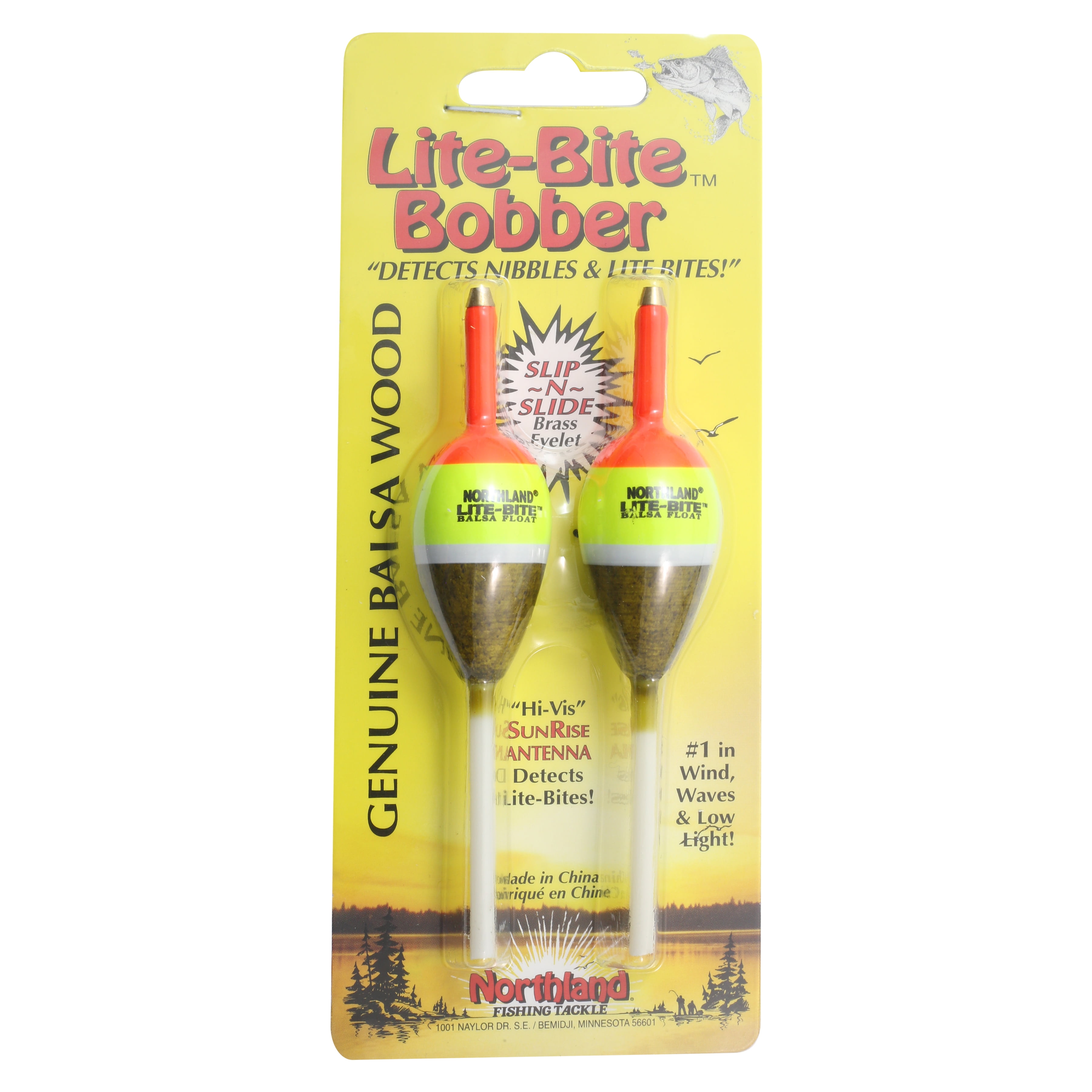 Northland Tackle Lite-Bite Slip Bobber, Freshwater, 7/8 Oval, Sunrise