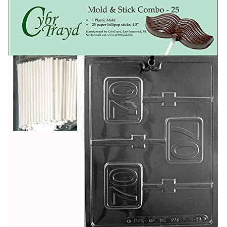 CybrTrayd 45St25-L063 No.70 Square Lolly Chocolate Candy Mold with 25 4.5