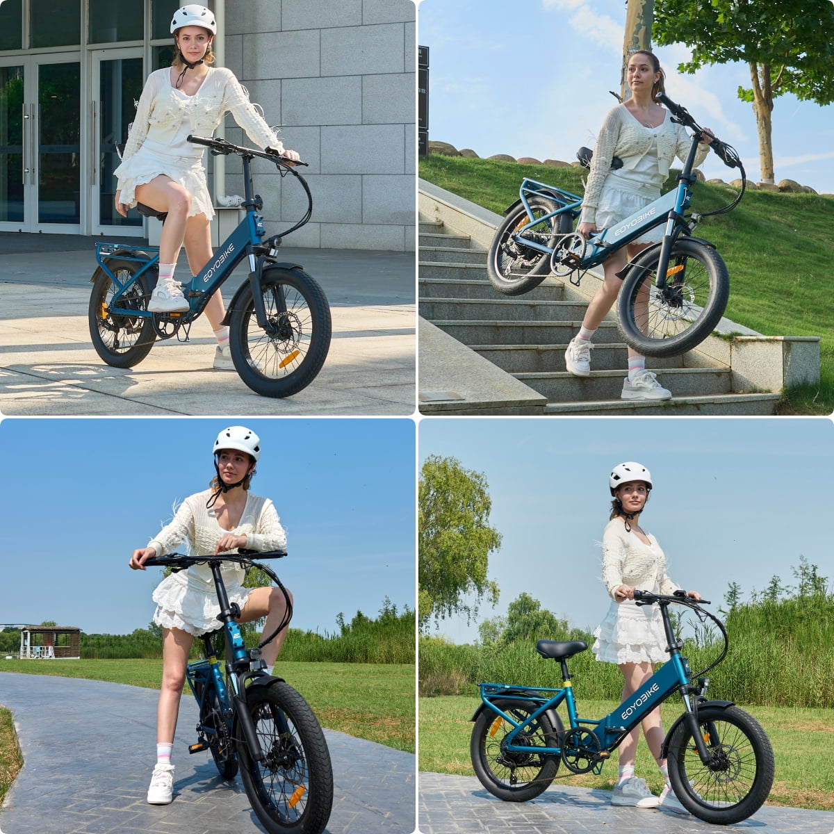 Lilypelle Folding Electric Bicycle for Adults, 20"×3.0 Fat Tire 7 Speed Step-Thru Electric Cargo Bicycle, 500Wh Built-in detachable battery, Peak 1000W Rear Motor，20MPH, Fits for 4'9" to 6'5"