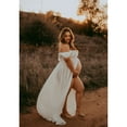 thumbnail image 5 of JustVH Women's Maternity Dress for photography Off Shoulder Split Front Chiffon Gown Maxi Pregnancy Dresses for Photoshoot, 5 of 6