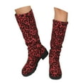 thumbnail image 4 of Women's Floral Print Suede Mid Calf Boots, Fashion Knee High Dress Booties with Side Zipper for Fall and Winter, 4 of 9