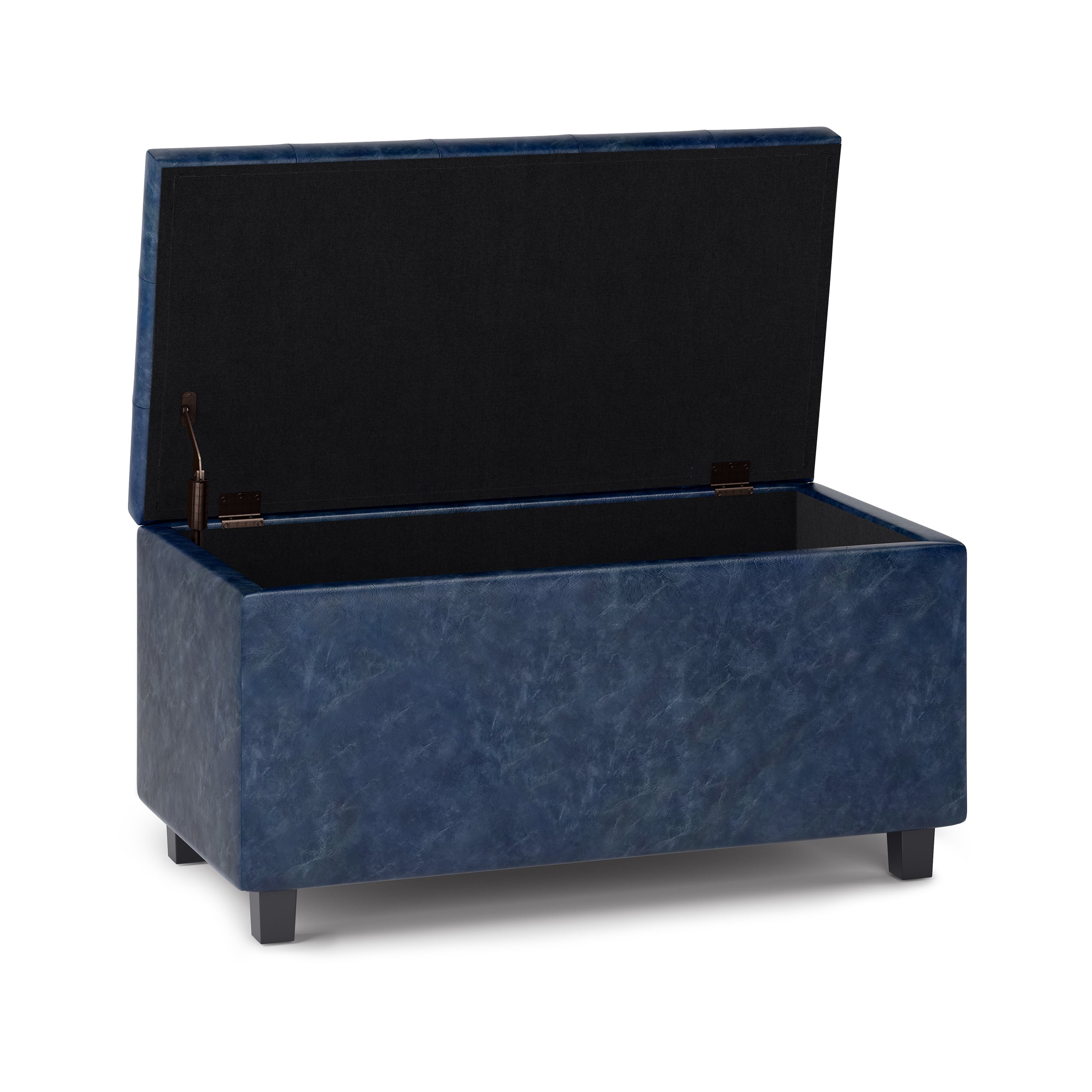 Cosmopolitan 34 in.W Contemporary Storage Ottoman in Denim Blue Faux Leather