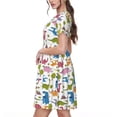 thumbnail image 2 of Goofa Cute Dinosaur Pattern Women Summer Short Sleeve Midi Dress with Pockets Casual Aline Flowy Tshirt Dress Vocation Beach Sundress, 2 of 6