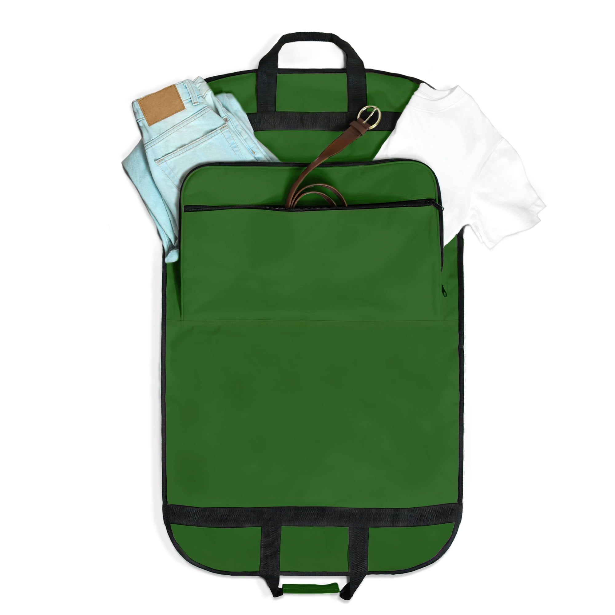 DALIX 39" Business Garment Bag Cover for Suits and Dresses Clothing Foldable w Pockets in Dark Green