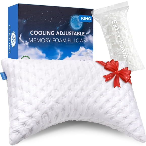 Almohada KUCEY King de espuma viscoelástica ajustable con efecto refrescante