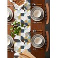 thumbnail image 2 of Ldtrchee Brown Teal Beige Geometric Table Runner 60 Inches, Middle Century Modern Abstract Art Bed Runner Dresser Scarves Tabletop for Indoor Outdoor Parties/Ceremony/Banquet, 13" x 60", 2 of 8