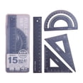 thumbnail image 2 of AKEGAMN Clearance! Triangular Ruler Set 4 Pieces Aluminum Alloy Ruler Metal Drafting Ruler Geometric Protractor For Students Draftsmen School 【Enhanced Readability】Our metal ruler set features high-, 2 of 9