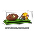 thumbnail image 2 of Deluxe Clear Acrylic Mini - Miniature (not Full Size) Football and Helmet Display Case with Gold Risers and Turf Base (A019-GR), 2 of 3