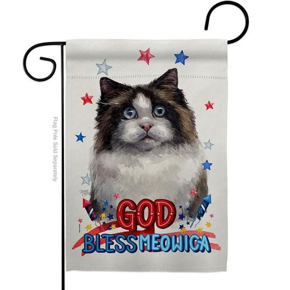 Breeze Decor G120177-BO Patriotic Mitted Ragdoll Animals Cat 13 x 18.5 in. Double-Sided Decorative Vertical Garden Flags for House Decoration Banner Yard Gift