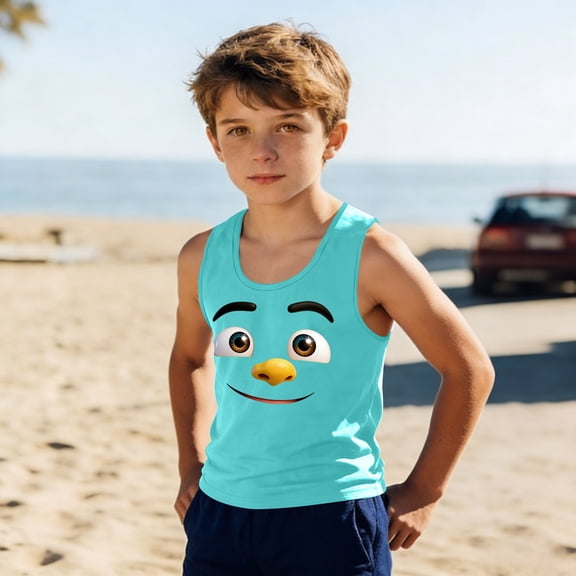 LIBRCLO Kids Tank Tops for Boys Size 8 Years Round Neck Quick Dry Soft Undershirts Fashion Prints Summer Beach Tops Sleeveless T Shirts Green
