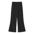 thumbnail image 4 of TiaoBug Women's Wide Leg Pants Casual Palazzo Flared Pants Elastic Waist Chiffon Loose Trousers Black XXL, 4 of 5