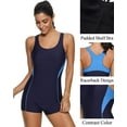 thumbnail image 3 of Alove Women's Side Splicing Boyleg One Piece Athletic Swimsuit Racerback Full Coverage Swimwear, 3 of 6