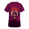thumbnail image 5 of Shldybc Happy Halloween Womens Nursing Scrubs Tops Working Uniform Short Sleeve V Neck Pumpkin Spiders Ghost Holiday Print Tunic Scrubs Workwear Blouse Scrubs Tops with Pockets-Wine, 5 of 5
