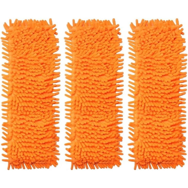 Limpiador retráctil de microfibra para pisos (3 cabezales de repuesto para trapeador naranja), barredora de madera, laminado, baldosas, húmedo y seco