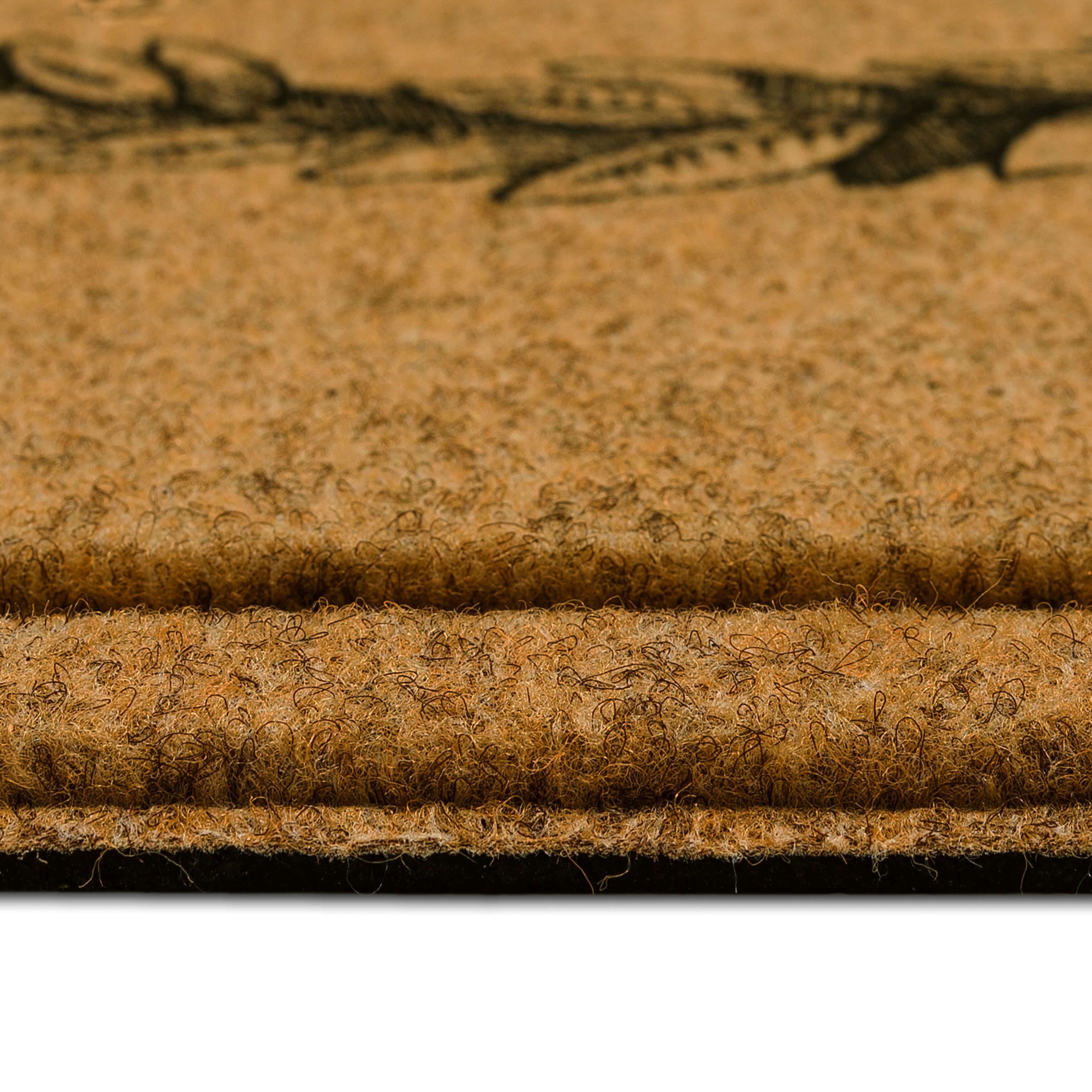 Mohawk Home Laurel Monogram B Low Pile Printed Faux Coir All Weather Eco Friendly Indoor/Outdoor Doormat, Natural, 1' 6" X 2' 6"