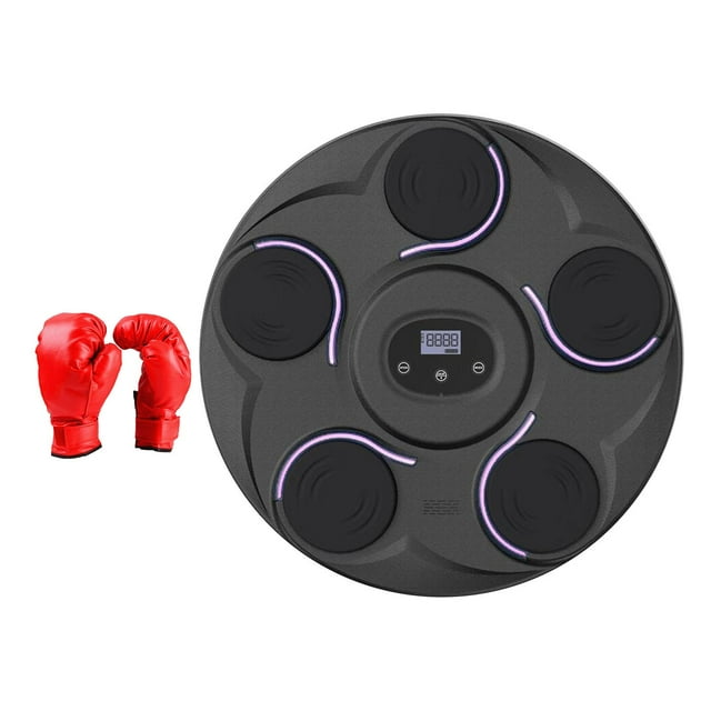 S SERENABLE Machine de Boxe Enfants Adultes Relaxante LED Éclairée Taekwondo Rythme Cible Murale avec Gants Enfants
