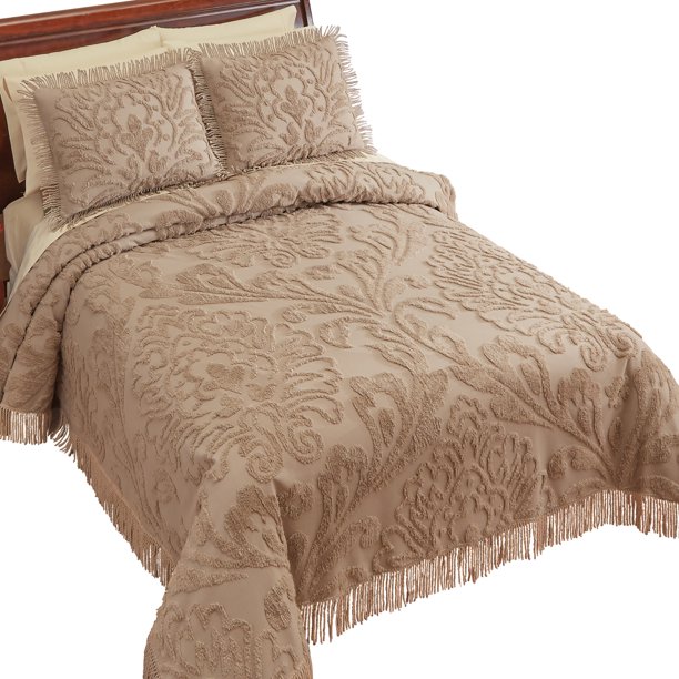 Collections Etc Alyssa Chenille Bedspread with Fringe Border