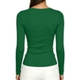 thumbnail image 6 of SuTry Womens Scoop Neck Top Long Sleeve Ribbed Knit Slim Fit Stretch Fabric Basic Tee Shirt Casual Everyday Wardrobe Staple, 6 of 7