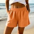 thumbnail image 7 of Cagogo Women Plus Size Elastic Waist Shorts Solid Casual Loose Lounge Workout Active Summer Beachwear Trousers, Orange 3XL, 7 of 7