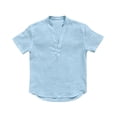 thumbnail image 6 of Baeitkot Men's Comfortable Soft Breathable Vintage Casual Solid Color Concise Short Sleeved V-neck Shirt Blouse Classic Easy Wear Everyday Work Weekend Daily Outfit Top, 6 of 6