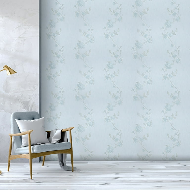 Dundee Deco's Vintage Light Blue Botanical Peel and Stick Self Adhesive  Removable Wallpaper, Roll 18 ft X 24 in, 35.5 sq. ft. 