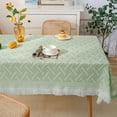 thumbnail image 6 of Honmine Cotton Linen Jacquard Geometry Small Square Tablecloth, Farmhouse Fringe Decorative Table Cloth Dust Proof Table Cover for Kitchen Dining Picnic Rustic Holiday, 6 of 6