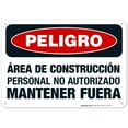 thumbnail image 1 of Construction Area Unauthorized Personnel Keep Out Spanish Sign, OSHA Danger Sign, 10x7 Aluminum, 1 of 1