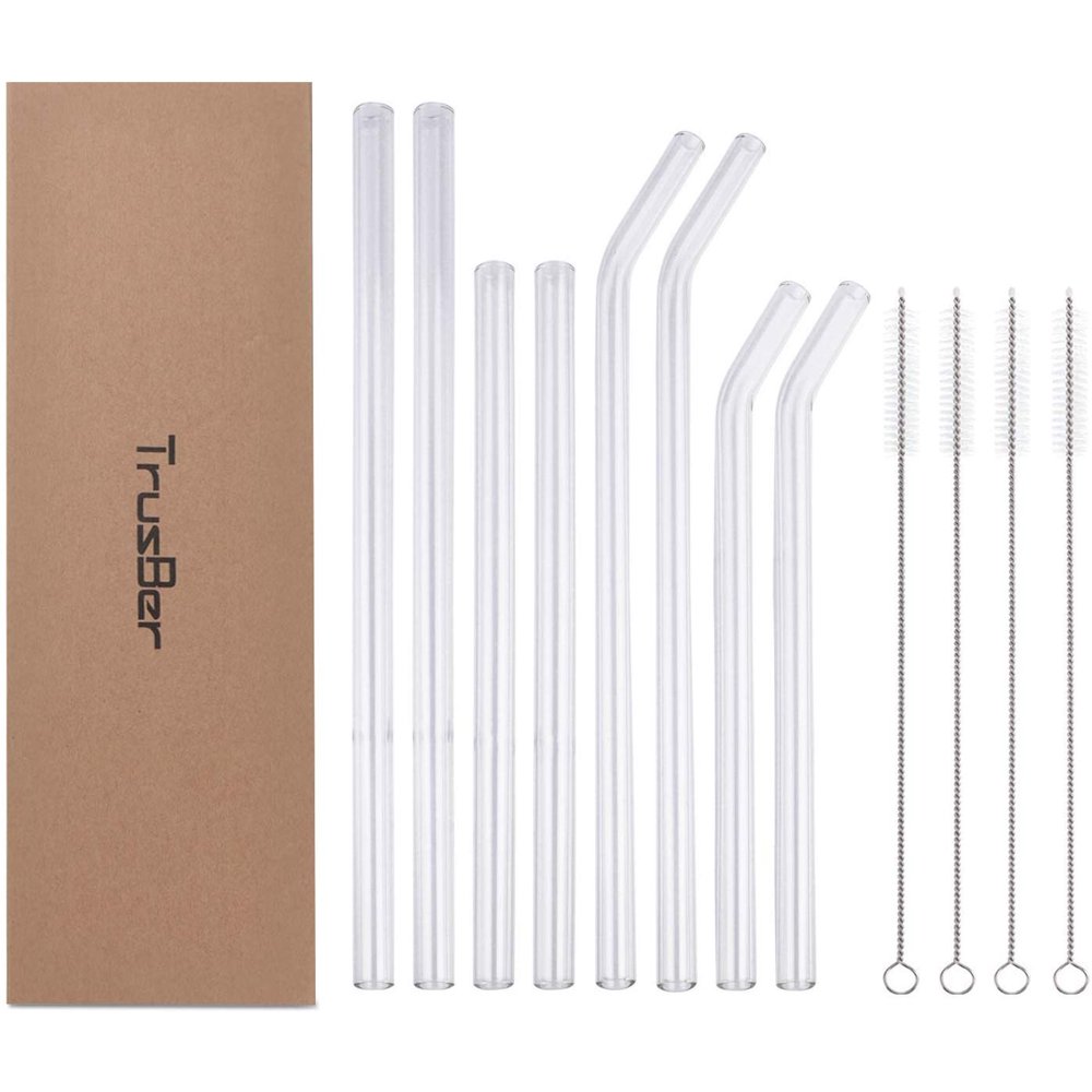 Clear Glass Straws, Thin Reusable Drinking Straws for Water Smoothies Coffee Tea, Elders & Kids