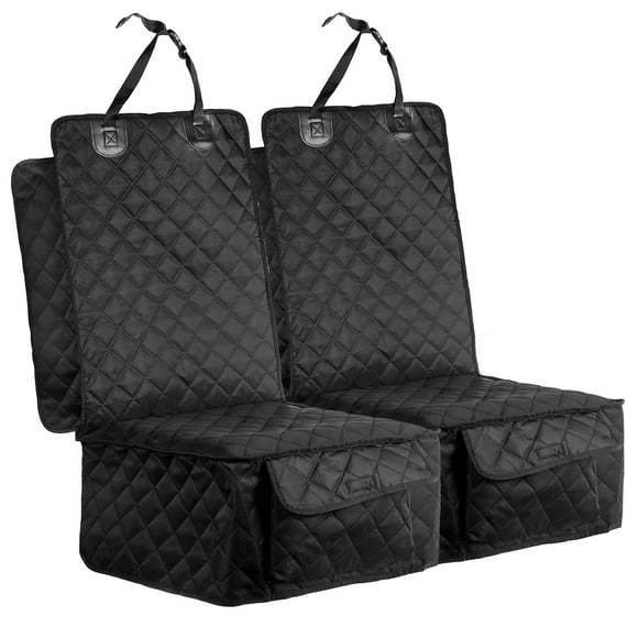 Fasmov 2 Pack Front Dog Car Seat Cover, Full Protection Dog Car Seat Cover with Side Flaps, Nonslip Pet Seat Covers with Elastic Bottom, Waterproof Car Seat Co