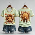 thumbnail image 3 of Thanksgiving T Shirts for Women Short Sleeve V Neck Casual Funny Cute Highland Cow Graphic Tee Shirt, 3 of 6