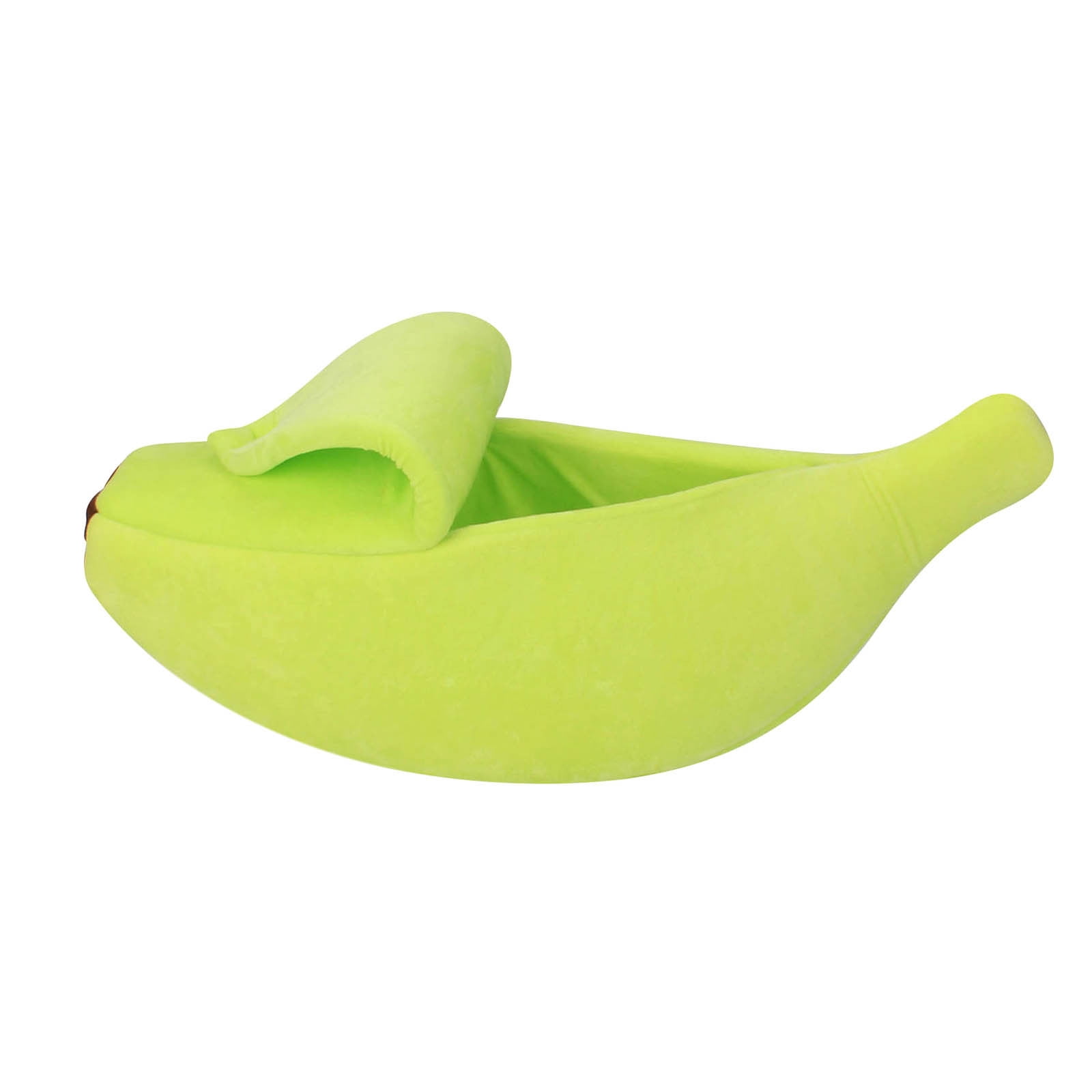 PureCasa Banana Shaped Soft Dog Cat Bed for Fall Winter, Short Plush Enclose Fluffy Pet Bed Kennel Cushion, Sleeping Pad for Small Cats Dogs, Modern Decor, Oval, 1 Pack, S 16"x6"x4", Green