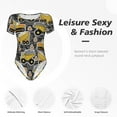 thumbnail image 6 of Daiia Excavator At Work print Women's Crew Neck Short Sleeve Bodysuit Fashion Tops Fit Casual Basic Extender Bodysuit-Medium, 6 of 9