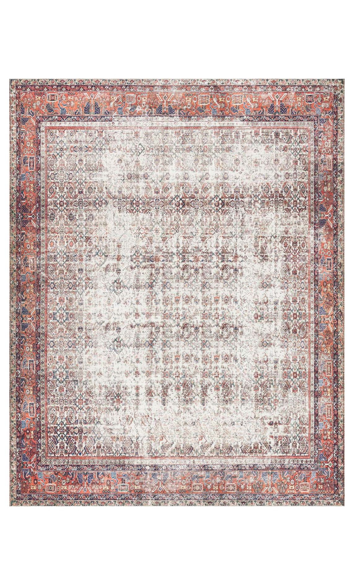 Loloi II Layla LAY-12 Printed Ivory / Brick Oriental Area Rug 2'-0" x 5'-0"