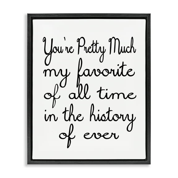 Stupell Industries Favorite Of All Time Text & Numbers Painting Black Floater Framed Canvas Art Print Wall Art, 17 x 21