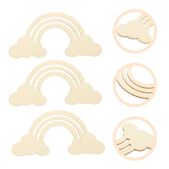 jojofuny 20Pieces Craft Wood Shapes Rainbow Cutouts For Diy Craft 1Set