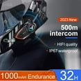 thumbnail image 2 of Motorcycle Helmet Bluetooth Headset 500meters 2 Riders Bluetooth Helmet Intercom Headset with CVC Noise Sound Quality Speakers Communication Systems Motorcycle Riding/Snowmobile/Cycling/Sports, 2 of 14