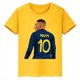 thumbnail image 3 of Camiseta deportiva de algodón amarilla de manga corta de verano para niños y niñas con estampado de avatar de Mbappé, 3 of 5