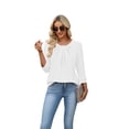 thumbnail image 4 of WIHOLL Women's 3/4 Sleeve Tops Dressy Casual Pleated Business Work Blouses Office Shirts, 4 of 11