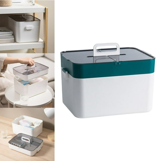 Caja doméstica organizador de almacenamiento multiusos shamjiam Estuche de transporte portátil Doble capa Azul