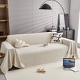 thumbnail image 2 of HUGNEO 71"x118" Chenille Sofa Cover, Non Slip Soft Tassel Couch Cover, Machine Washable Furniture Protector for Kids Pets, Beige, 2 of 11