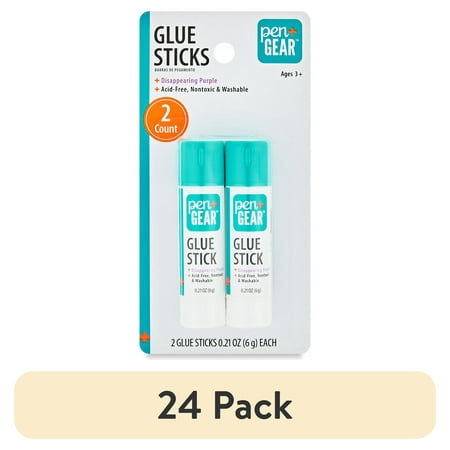 (24 pack) Pen+Gear School Glue Sticks, Washable/Disappearing Purple, 0.21 oz 2 Count, Dry Time 3 Min