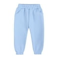 thumbnail image 2 of LYMAYTER Kids Boys Girls Fleece Pants Youth Solid Color Warm Jogger Trousers Toddler Fall Winter Sweat Pants for 1-13 Y, 2 of 9
