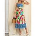 thumbnail image 5 of Raccmtaty Women’s Summer Long Dress Bohemian Print Sleeveless Square Neck A-line Dress Flowy Beach Dress, 5 of 7