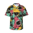 thumbnail image 2 of Goofa Angry Shark Pattern Hawaiian Shirt for Men, Unisex Summer Beach Casual Short Sleeve Button Down Shirts,Aloha Tropical Floral print shirt-3X-Large, 2 of 9