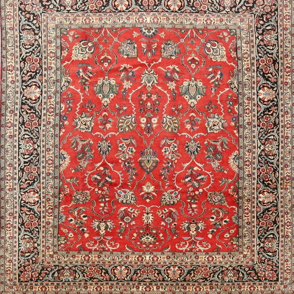 Ahgly Company Machine Washable Indoor Square Traditional Red Area Rugs, 10' Square