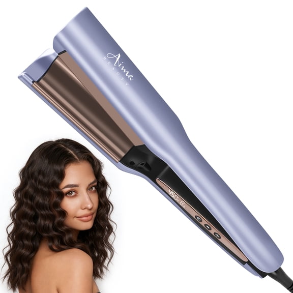 25mm Aima Beauty Curling Iron, 2 Barrel Deep Wave Hair Crimper and Waver for Loose Waves, Ion Hair Styling Tool, Fast Heat Up, Purple