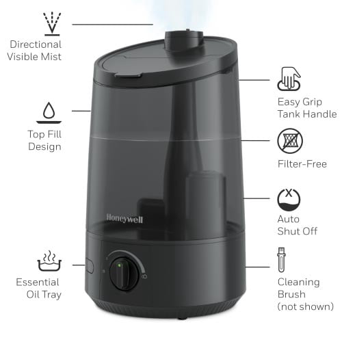 Honeywell 1.25 gal Ultrasonic Cool Mist Humidifier, Black